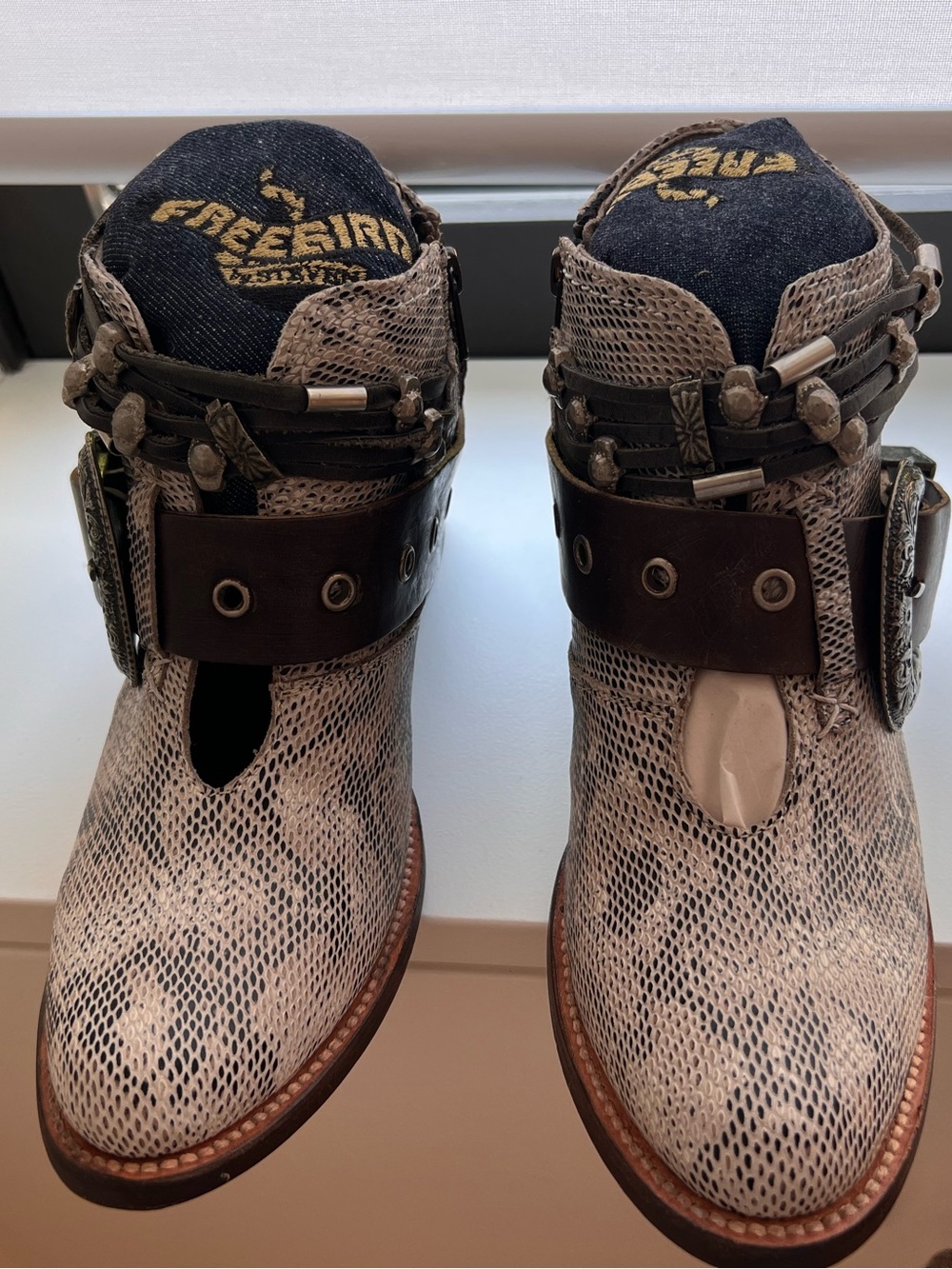 Freebird by Steven Women's Snake-Print Ankle Boot Felicity